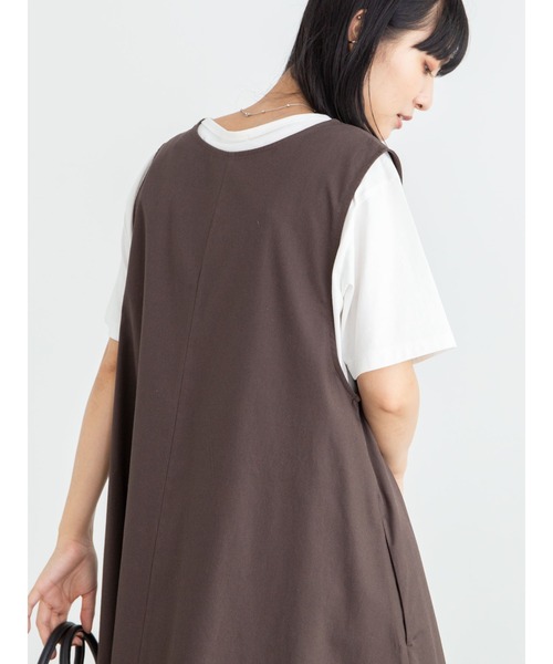 Green　Parks（グリーンパークス）の「2WAY サックワンピース＊（ワンピース・レディース・ブラック/ブラウン・FREE）」の4枚目の写真