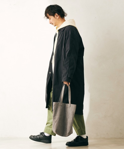 JOURNAL STANDARD relume（ジャーナルスタンダード　レリューム）の「オーバーサイズ シャンブレー ステンカラーコート（ステンカラーコート・メンズ・ベージュ/ネイビー/カーキ・MEDIUM/LARGE）」の3枚目の写真