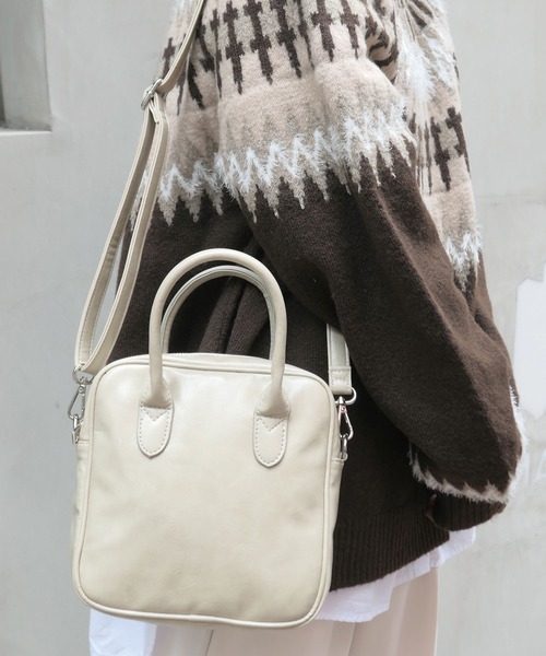 CORNERS（コーナーズ）の「スクエアミニボストンバッグ（ショルダーバッグ・レディース・ブラック/カーキ/グレイッシュベージュ/ブラウン・FREE）」の20枚目の写真