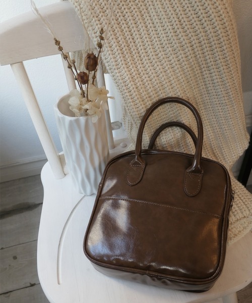 CORNERS（コーナーズ）の「スクエアミニボストンバッグ（ショルダーバッグ・レディース・ブラック/カーキ/グレイッシュベージュ/ブラウン・FREE）」の15枚目の写真