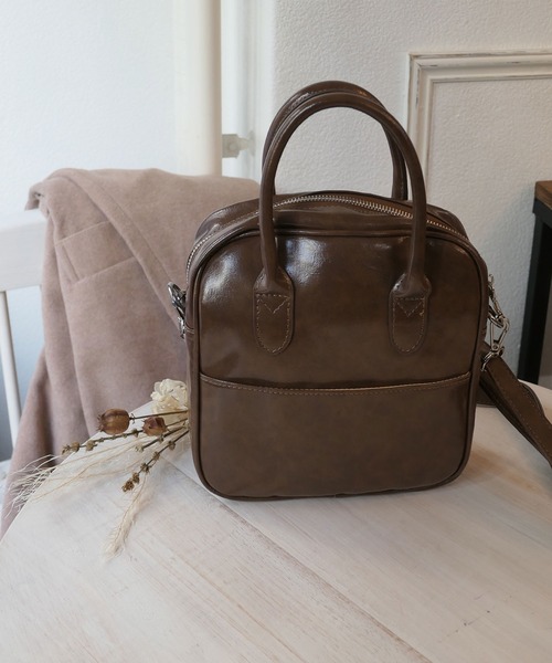 CORNERS（コーナーズ）の「スクエアミニボストンバッグ（ショルダーバッグ・レディース・ブラック/カーキ/グレイッシュベージュ/ブラウン・FREE）」の16枚目の写真