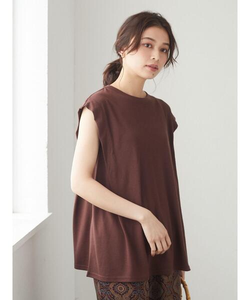 Green Parks(グリーンパークス)の「さらりノースリーブT*(Tシャツ/カットソー・レディース・ブラック/ブラウン/オフホワイト/カーキ・FREE)」の7枚目の写真