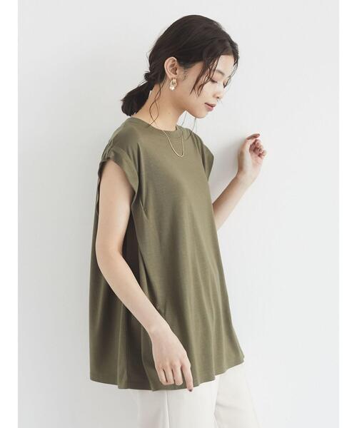 Green Parks(グリーンパークス)の「さらりノースリーブT*(Tシャツ/カットソー・レディース・ブラック/ブラウン/オフホワイト/カーキ・FREE)」の8枚目の写真