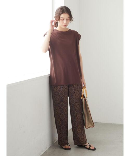 Green Parks(グリーンパークス)の「さらりノースリーブT*(Tシャツ/カットソー・レディース・ブラック/ブラウン/オフホワイト/カーキ・FREE)」の9枚目の写真