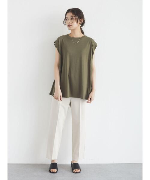 Green Parks(グリーンパークス)の「さらりノースリーブT*(Tシャツ/カットソー・レディース・ブラック/ブラウン/オフホワイト/カーキ・FREE)」の16枚目の写真