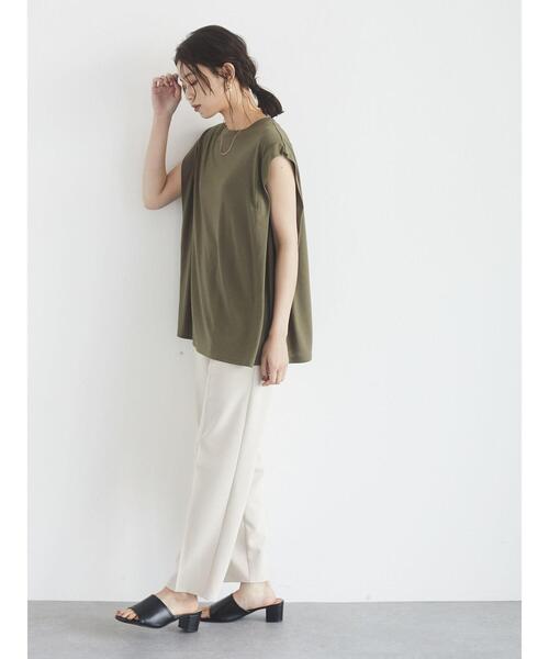 Green Parks(グリーンパークス)の「さらりノースリーブT*(Tシャツ/カットソー・レディース・ブラック/ブラウン/オフホワイト/カーキ・FREE)」の18枚目の写真