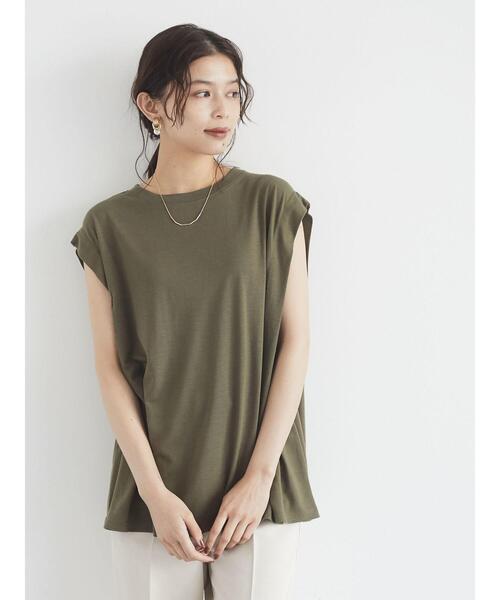 Green Parks(グリーンパークス)の「さらりノースリーブT*(Tシャツ/カットソー・レディース・ブラック/ブラウン/オフホワイト/カーキ・FREE)」の19枚目の写真
