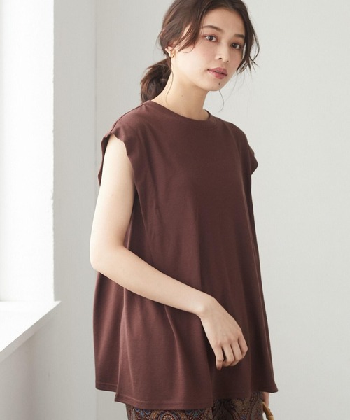 Green Parks(グリーンパークス)の「さらりノースリーブT*(Tシャツ/カットソー・レディース・ブラック/ブラウン/オフホワイト/カーキ・FREE)」の3枚目の写真
