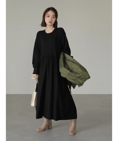 AMERICAN HOLIC(アメリカンホリック)の「ドルマンギャザーニットワンピース(ワンピース・レディース・ブラック/イエロー/ブルー/テラコッタ・FREE)」の5枚目の写真