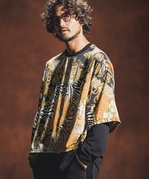 Jih Nunc | mlt3538-総柄×カットソーコンビフェイクレイヤードカットソー(Tシャツ/カットソー)