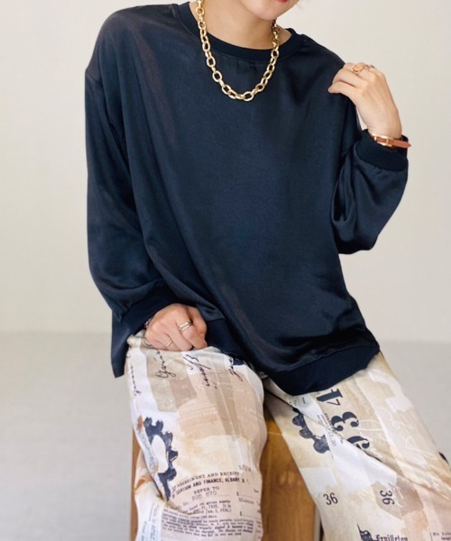 TEVALT（ヴァレット）の「バックプリーツプルオーバー（Tシャツ/カットソー・レディース・ブラック/モカ/グレー系・38）」の2枚目の写真