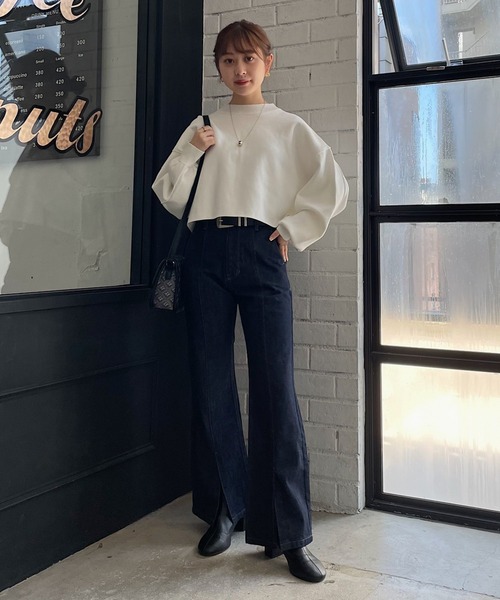 PAGEBOY（ページボーイ）の「ショートクループルオーバー（ニット/セーター・レディース・ブラック/オフホワイト/ブルー/グリーン/ピンク・FREE）」の13枚目の写真