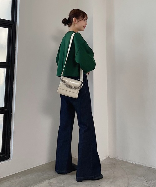 PAGEBOY（ページボーイ）の「ショートクループルオーバー（ニット/セーター・レディース・ブラック/オフホワイト/ブルー/グリーン/ピンク・FREE）」の14枚目の写真