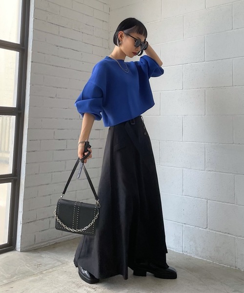 PAGEBOY（ページボーイ）の「ショートクループルオーバー（ニット/セーター・レディース・ブラック/オフホワイト/ブルー/グリーン/ピンク・FREE）」の7枚目の写真