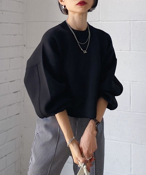 PAGEBOY（ページボーイ）の「ショートクループルオーバー（ニット/セーター・レディース・ブラック/オフホワイト/ブルー/グリーン/ピンク・FREE）」の9枚目の写真