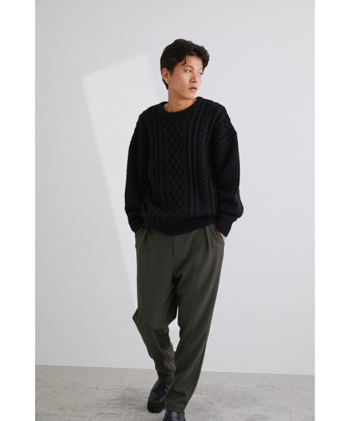 STYLEMIXER(スタイルミキサー)の「ケーブルニットルーズトップ(ニット/セーター・メンズ・ブラック/ベージュ/キャメル/グレー・LARGE/MEDIUM/X-LARGE)」の12枚目の写真