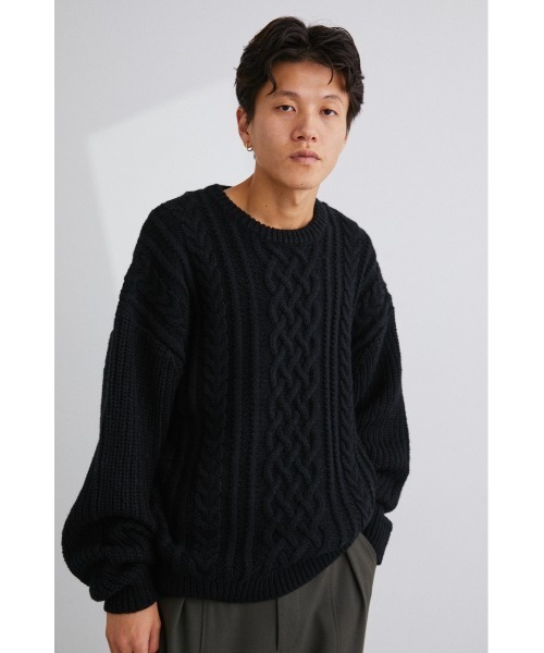 STYLEMIXER(スタイルミキサー)の「ケーブルニットルーズトップ(ニット/セーター・メンズ・ブラック/ベージュ/キャメル/グレー・LARGE/MEDIUM/X-LARGE)」の5枚目の写真