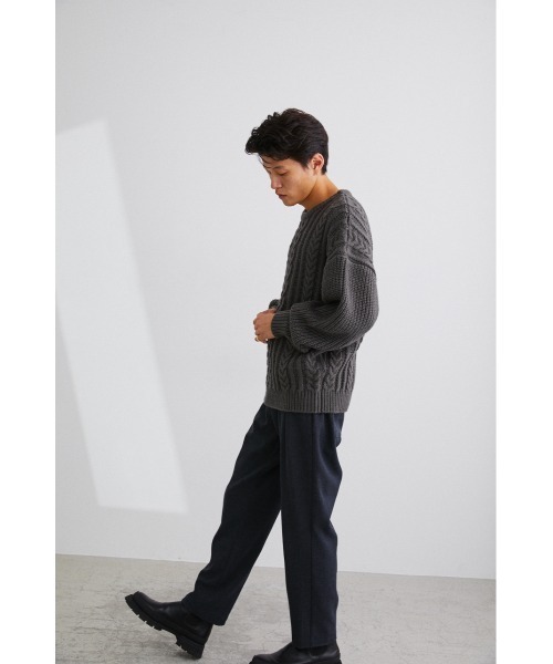 STYLEMIXER(スタイルミキサー)の「ケーブルニットルーズトップ(ニット/セーター・メンズ・ブラック/ベージュ/キャメル/グレー・LARGE/MEDIUM/X-LARGE)」の17枚目の写真