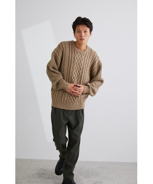 STYLEMIXER(スタイルミキサー)の「ケーブルニットルーズトップ(ニット/セーター・メンズ・ブラック/ベージュ/キャメル/グレー・LARGE/MEDIUM/X-LARGE)」の10枚目の写真