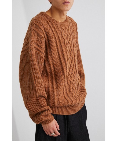 STYLEMIXER(スタイルミキサー)の「ケーブルニットルーズトップ(ニット/セーター・メンズ・ブラック/ベージュ/キャメル/グレー・LARGE/MEDIUM/X-LARGE)」の22枚目の写真