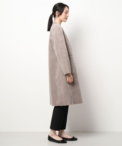 Q(キュー)の「フェイクムートンコート(ムートンコート・レディース・モスグリーン/ライトグレー/ブラック・MEDIUM)」の4枚目の写真