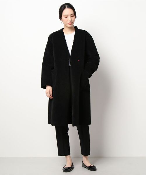 Q(キュー)の「フェイクムートンコート(ムートンコート・レディース・モスグリーン/ライトグレー/ブラック・MEDIUM)」の8枚目の写真