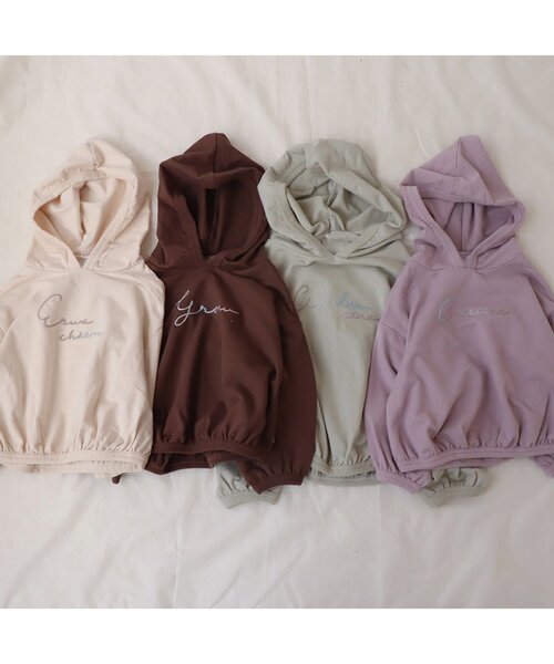 apres les cours（アプレレクール）の「WEB限定 にじいろ刺繍パーカー（パーカー・キッズ・ミント/ピンク/アイボリー/ブラウン・110/120/80/100/130/140/90）」の7枚目の写真