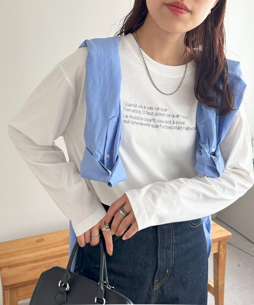 DISCOAT（ディスコート）の「【WEB限定】刺繍ロゴロンT（Tシャツ/カットソー・レディース・ブラック/グリーン/ホワイト×レッド/ホワイト×グリーン/ブルー/ベージュ/チャコールグレー/ホワイト×ブラック/ホワイト×ブルー/ホワイト×シルバー・FREE）」の6枚目の写真