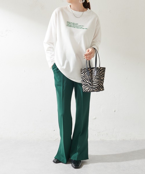 DISCOAT（ディスコート）の「【WEB限定】刺繍ロゴロンT（Tシャツ/カットソー・レディース・ブラック/グリーン/ホワイト×レッド/ホワイト×グリーン/ブルー/ベージュ/チャコールグレー/ホワイト×ブラック/ホワイト×ブルー/ホワイト×シルバー・FREE）」の18枚目の写真