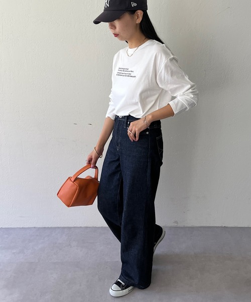 DISCOAT(ディスコート)の「【WEB限定】刺繍ロゴロングTシャツ(Tシャツ/カットソー・レディース・ブラック/グリーン/ホワイト×レッド/ホワイト×グリーン/ブルー/ベージュ/チャコールグレー/ホワイト×ブラック/ホワイト×ブルー/ホワイト×シルバー・FREE)」の14枚目の写真