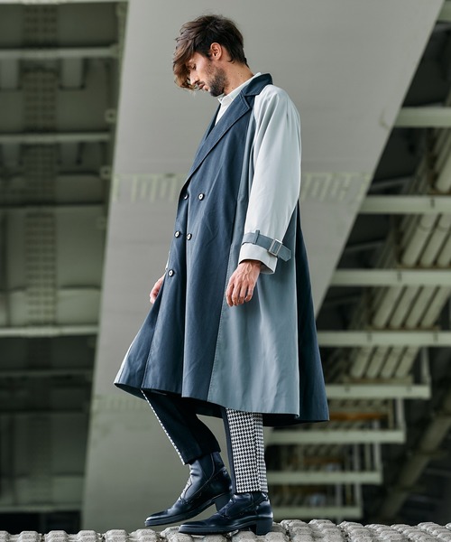 NO ID.（ノーアイディ）の「ダブルブレストBIGロングコート（ステンカラーコート・メンズ・ブラック/ベージュ/グレー・ONE SIZE）」の6枚目の写真