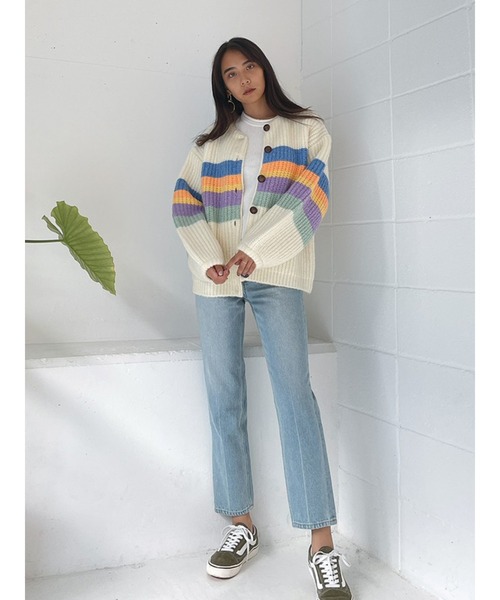 Vicente（ヴィセンテ）の「Rainbow knit cardigan（ニット/セーター・レディース・ベージュ/オフホワイト・FREE）」の3枚目の写真