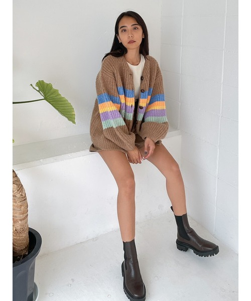 Vicente（ヴィセンテ）の「Rainbow knit cardigan（ニット/セーター・レディース・ベージュ/オフホワイト・FREE）」の4枚目の写真