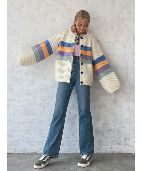 Vicente（ヴィセンテ）の「Rainbow knit cardigan（ニット/セーター・レディース・ベージュ/オフホワイト・FREE）」の6枚目の写真