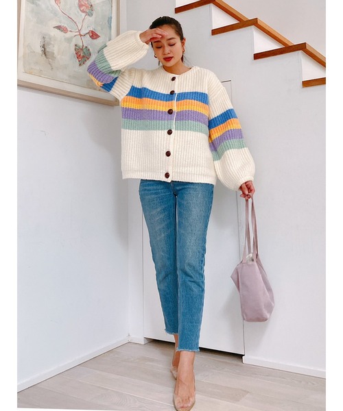 Vicente（ヴィセンテ）の「Rainbow knit cardigan（ニット/セーター・レディース・ベージュ/オフホワイト・FREE）」の7枚目の写真