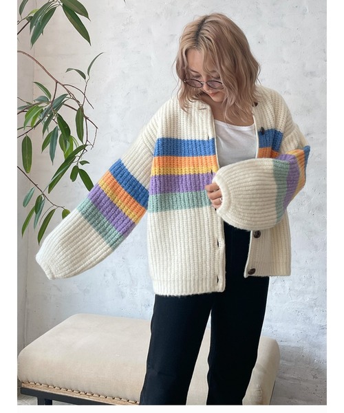 Vicente（ヴィセンテ）の「Rainbow knit cardigan（ニット/セーター・レディース・ベージュ/オフホワイト・FREE）」の8枚目の写真