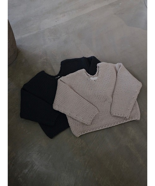 TRUNC(トランクエイティーエイト)の「Lily Yarn Hand Knit(ニット/セーター・レディース・ブラック/グレイッシュベージュ・FREE)」の14枚目の写真