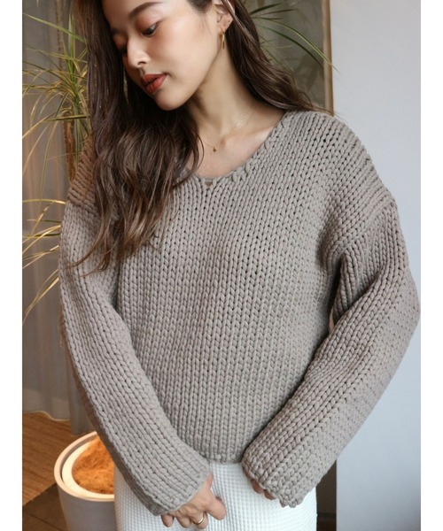 TRUNC(トランクエイティーエイト)の「Lily Yarn Hand Knit(ニット/セーター・レディース・ブラック/グレイッシュベージュ・FREE)」の15枚目の写真