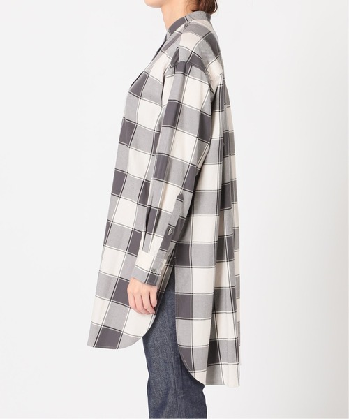 IENA(イエナ)の「ハイカット ネルチェックロングシャツ◆(シャツ/ブラウス・レディース・ホワイト/ブラック・38/36)」の3枚目の写真