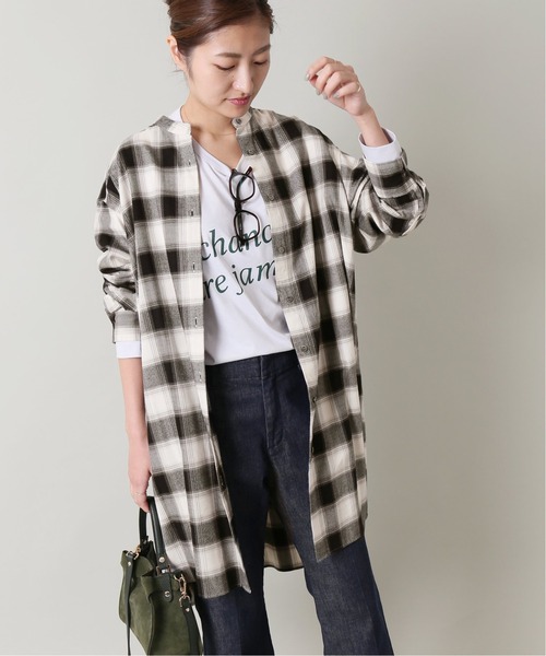 IENA(イエナ)の「ハイカット ネルチェックロングシャツ◆(シャツ/ブラウス・レディース・ホワイト/ブラック・38/36)」の5枚目の写真