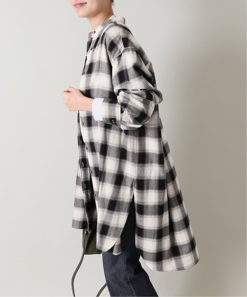 IENA(イエナ)の「ハイカット ネルチェックロングシャツ◆(シャツ/ブラウス・レディース・ホワイト/ブラック・38/36)」の12枚目の写真