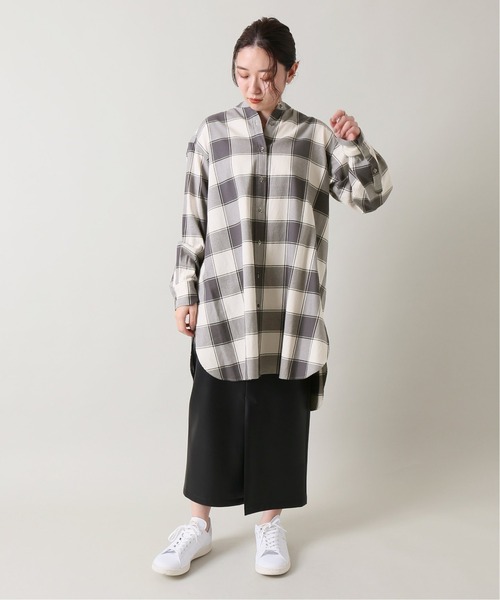 IENA(イエナ)の「ハイカット ネルチェックロングシャツ◆(シャツ/ブラウス・レディース・ホワイト/ブラック・38/36)」の15枚目の写真