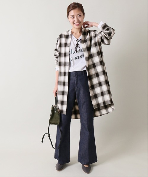 IENA(イエナ)の「ハイカット ネルチェックロングシャツ◆(シャツ/ブラウス・レディース・ホワイト/ブラック・38/36)」の16枚目の写真