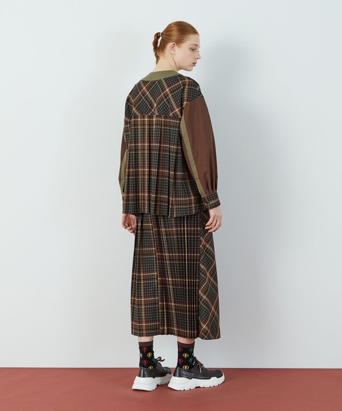 FRAPBOIS（フラボア）の「T/Rチェック ブラウス（シャツ/ブラウス・レディース・ブラウン/グリーン・1）」の14枚目の写真