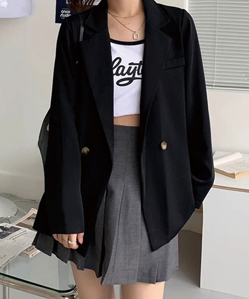 SPIGA(スピーガ)の「ダブルボタンテーラードジャケット(テーラードジャケット・レディース・ベージュ/アイボリー/ブラック・FREE)」の3枚目の写真