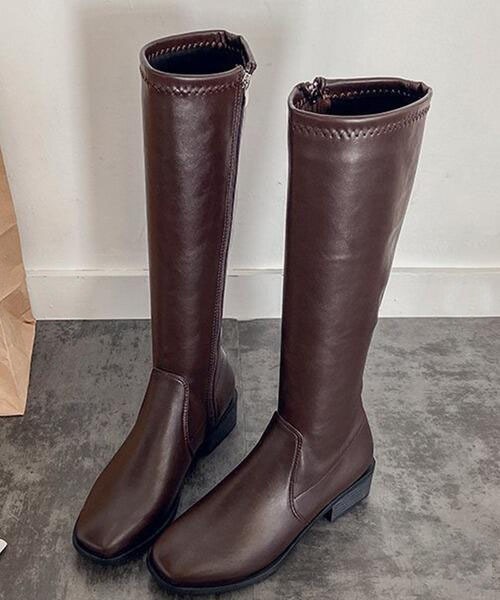 La-gemme（ラジェム）の「スクエアトゥロングブーツ（ブーツ・レディース・ホワイト/キャメル/ブラック・35/36/37/38/39/40）」の9枚目の写真