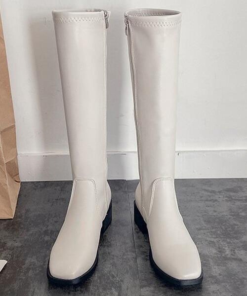 La-gemme（ラジェム）の「スクエアトゥロングブーツ（ブーツ・レディース・ホワイト/キャメル/ブラック・35/36/37/38/39/40）」の12枚目の写真