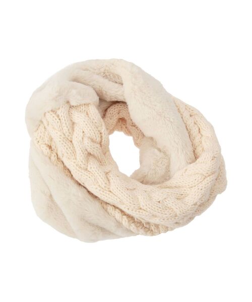 merry jenny（メリージェニー）の「ファーコンビニットスヌード（ネックウォーマー/スヌード・レディース・ブラック/アイボリー・FREE）」の7枚目の写真