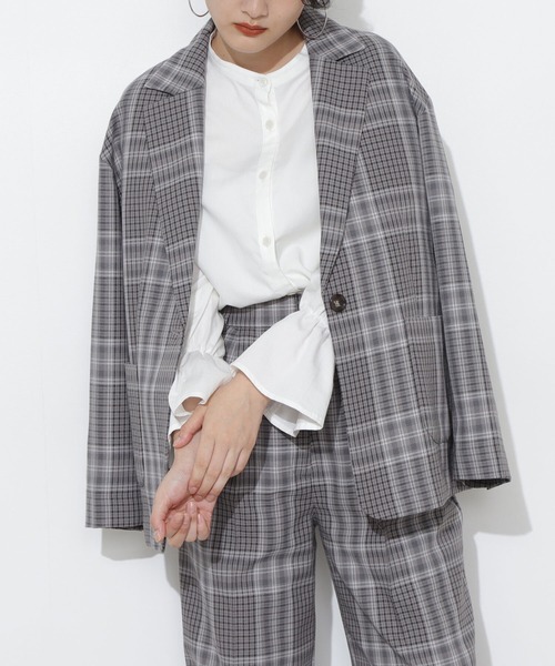 NATURAL BEAUTY BASIC（ナチュラルビューティーベーシック）の「チェックジャケット/0171255980（テーラードジャケット・レディース・グレー系その他/ベージュ系その他・MEDIUM/SMALL）」の2枚目の写真
