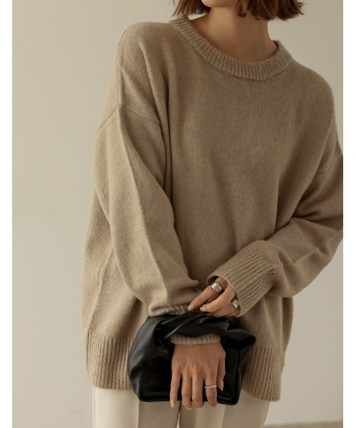 Re:EDIT（リエディ）の「クルーネックニットプルオーバー（ニット/セーター・レディース・ブラック/ベージュ/ピンク/イエロー/ブルー/アイボリー/グレー/チャコールグレー/パープル/ピンク系その他・MEDIUM/LARGE）」の5枚目の写真